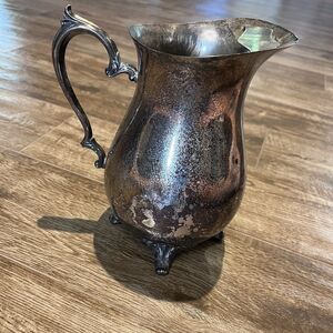 VTG Silver Plated Footed Water Pitcher With Ice Guard William M Rogers 817 9”